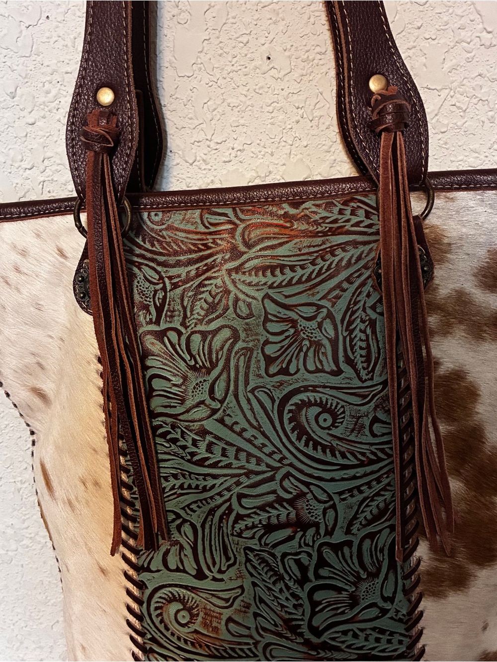 Myra Bags Large Leather, Cowhide Tote Bag - - Picture 5 of 10